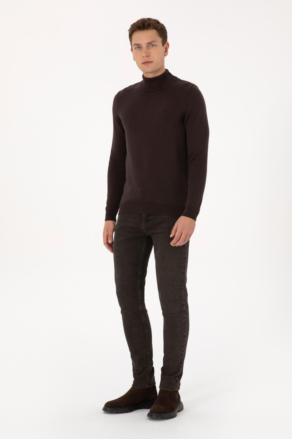 Erkek Koyu Kahverengi Basic Kazak - U.s. polo assn фото 4