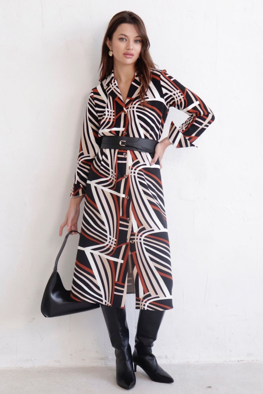 Платье-рубашка с английским воротником принт - Martichelli фото 275