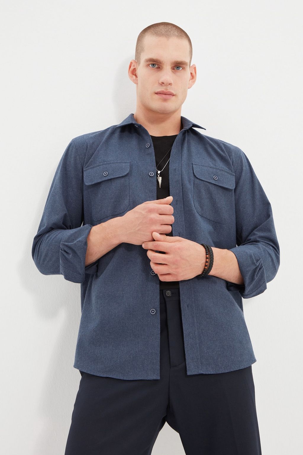 TRENDYOL MAN Haki Regular Fit Cift Cep Kapakl? Dokulu K?sl?k Ceket Gomlek TMNAW22GO0350 - Trendyolmilla фото 8