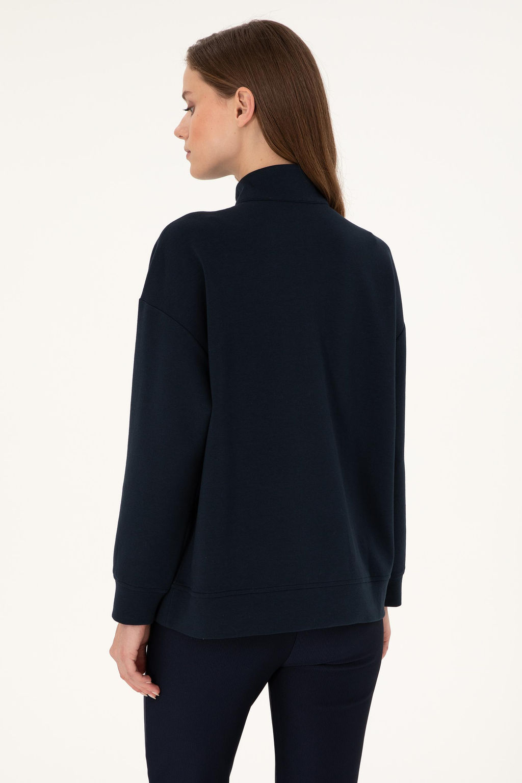 Женский темно-синий свитшот на молнии с высоким воротником Неожиданная скидка в корзине - U.s. polo assn фото 5