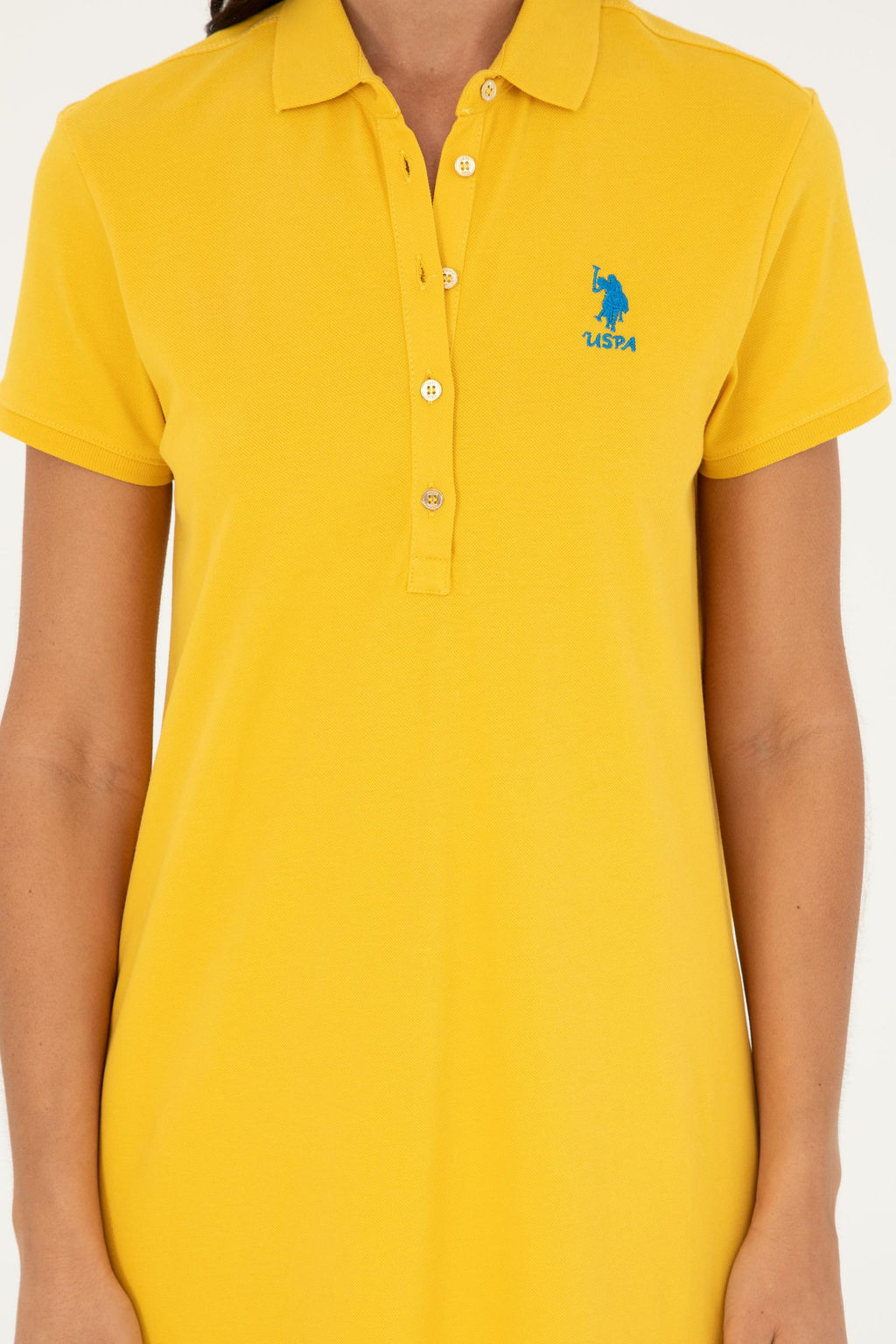 Женское шафрановое трикотажное платье Неожиданная скидка в корзине - U.s. polo assn фото 5