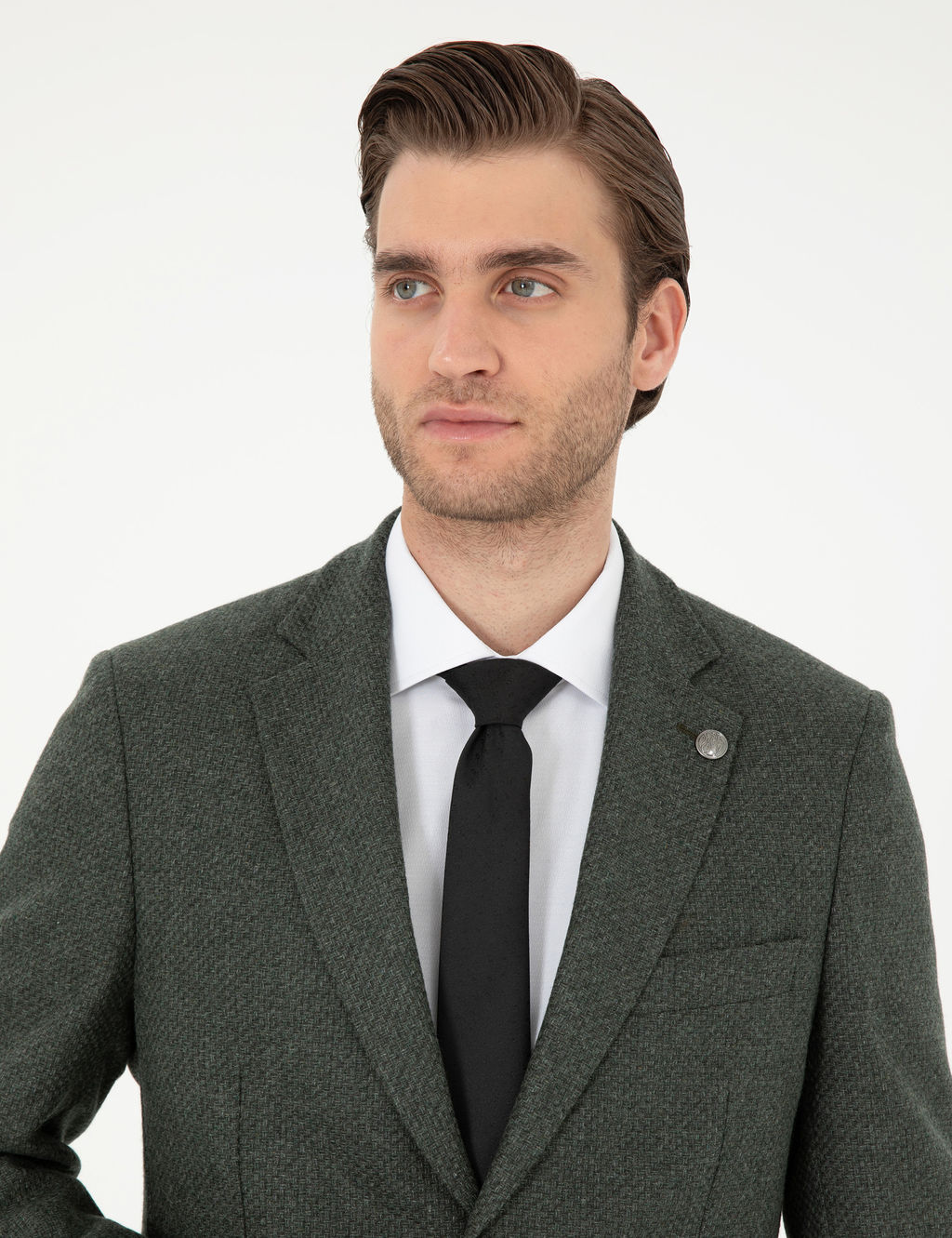 Haki Y_n Kar___ml_ Slim Fit Ceket