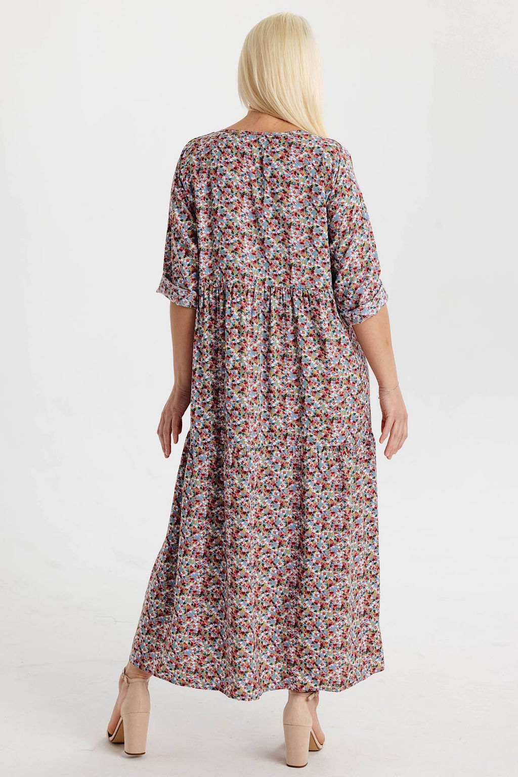 Платье штапель 5872/116/Голубой, коралловый - Rise фото 5