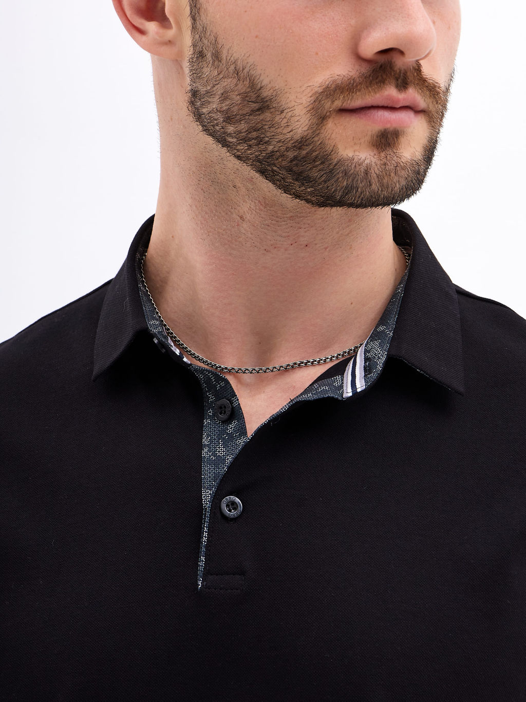 Джемпер мужской с воротником поло короткий рукав GREG G144-PO1246T-SAS5111 (черный)