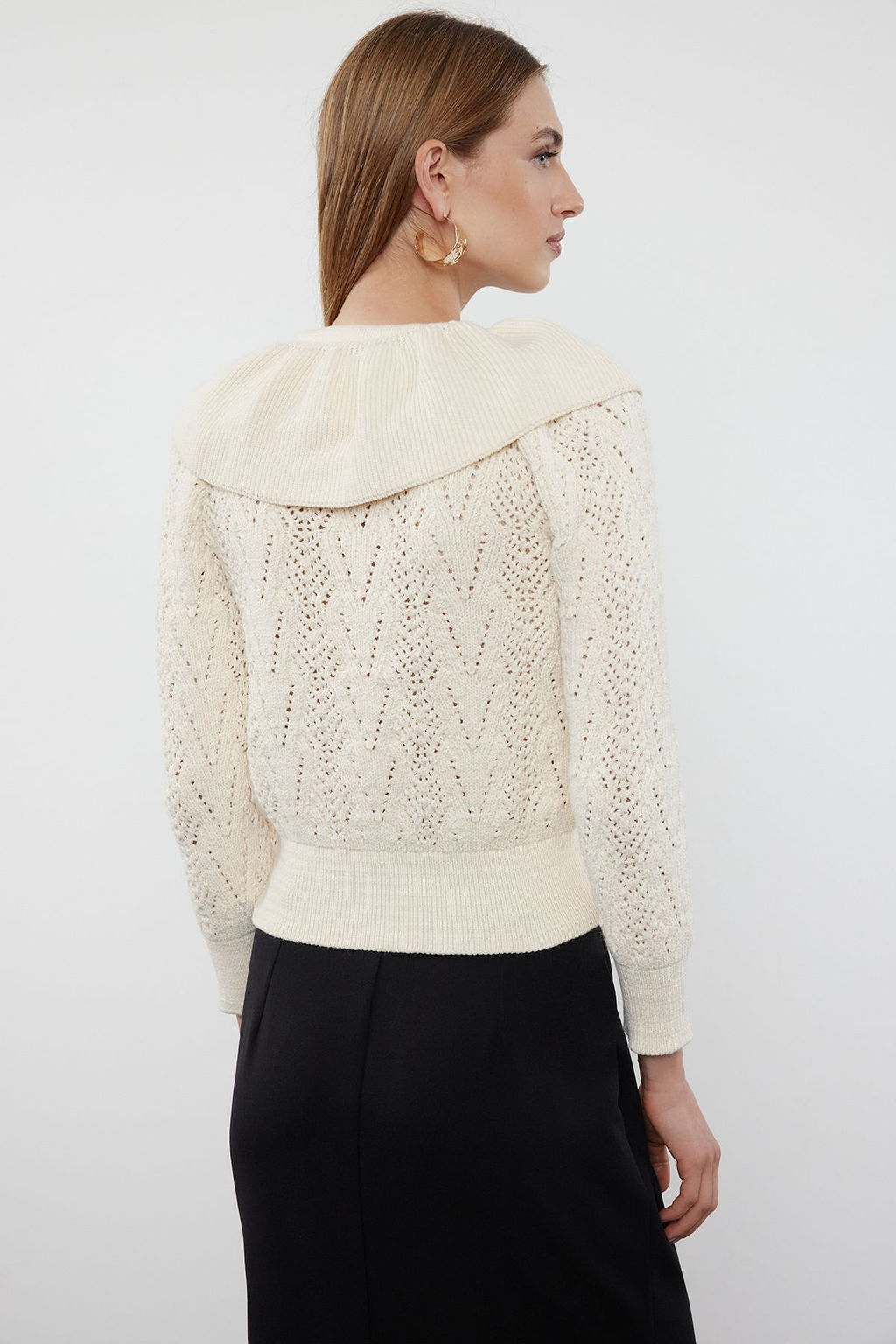 Tas Yumusak Dokulu Kurdele/Fiyonk Ve Inci Detayl? Polo Yaka Triko Kazak TWOAW25KZ00158 - Trendyolmilla фото 5