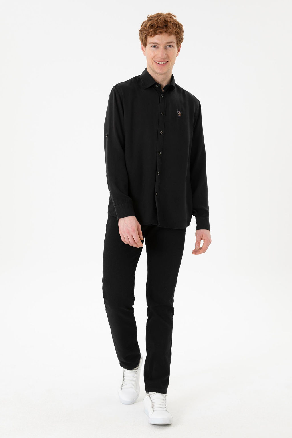 Мужская черная рубашка с длинным рукавом - U.s. polo assn фото 4