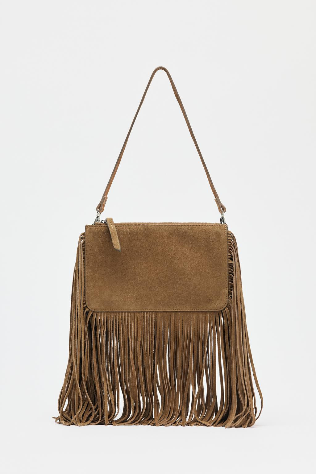 FRINGED SPLIT SUEDE MINI CROSSBODY BAG - Zara фото 3