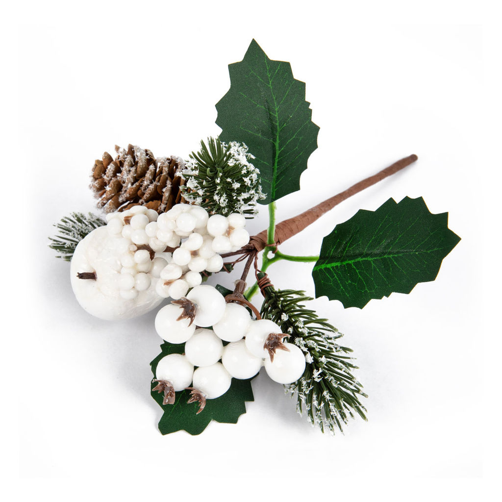 Blumentag VDF-142 Веточка хвойная с шишкой и ягодами 3 х 1 шт. 19 см 01  фото 3