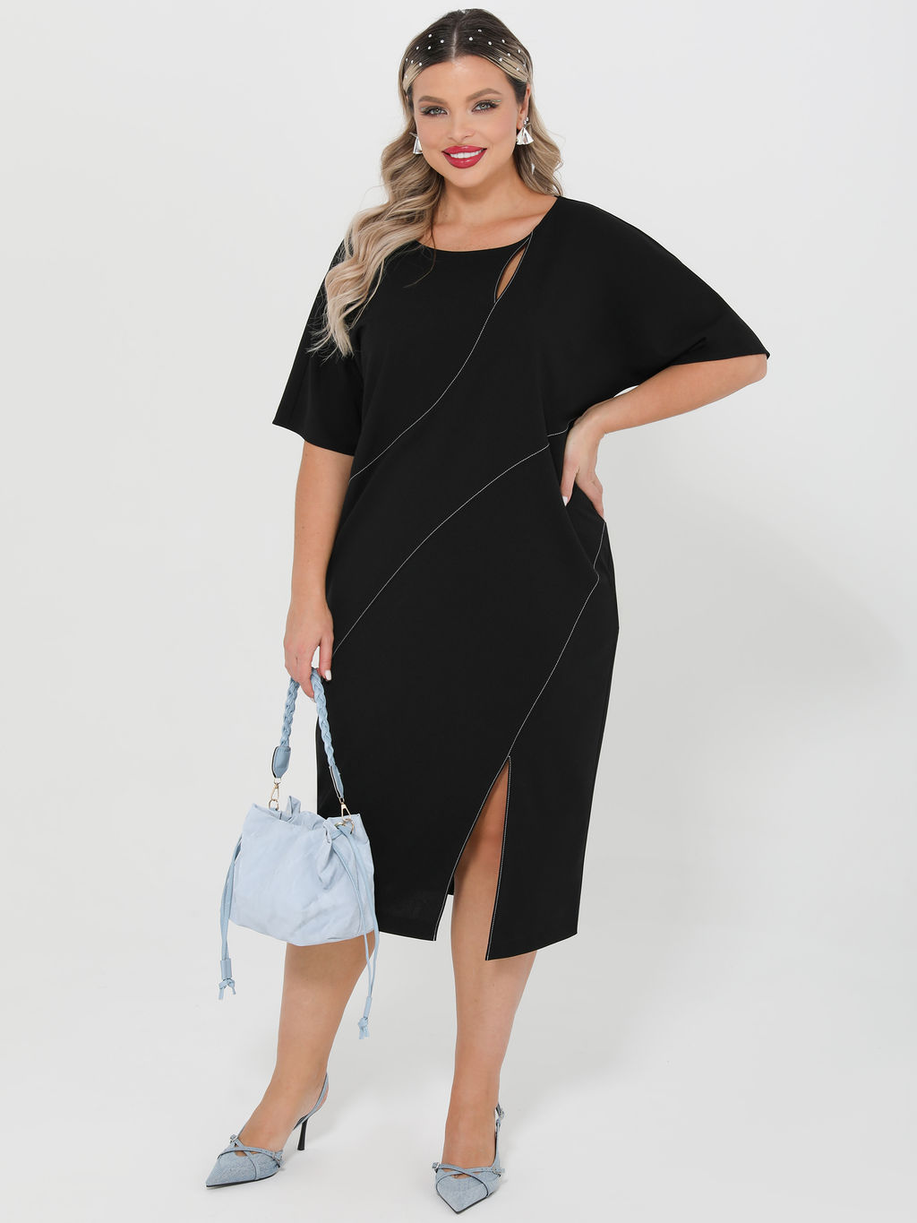 Платье 0445-1 черный нюд