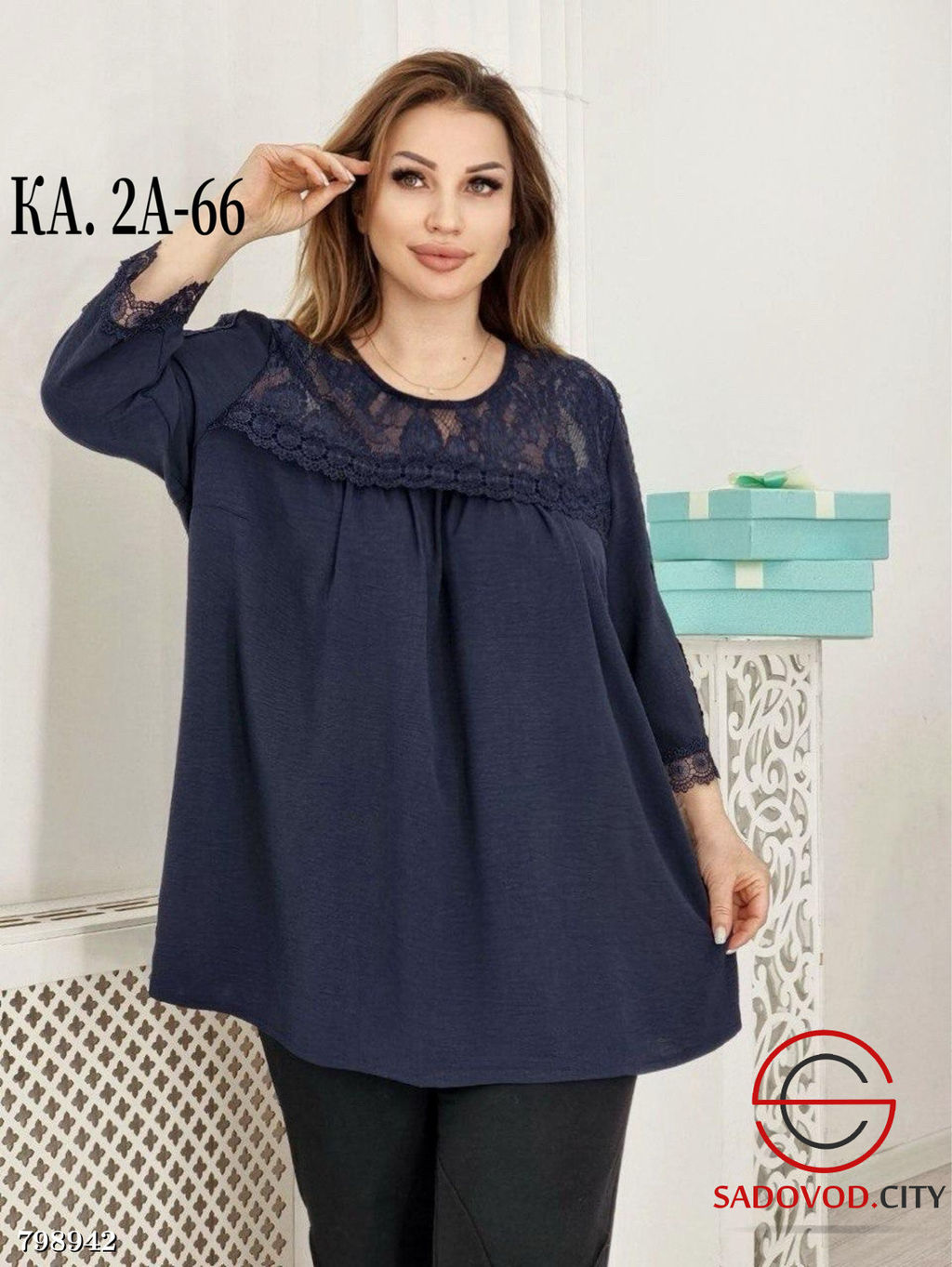 Блузка из сингапура с гипюром - Bruno фото 2