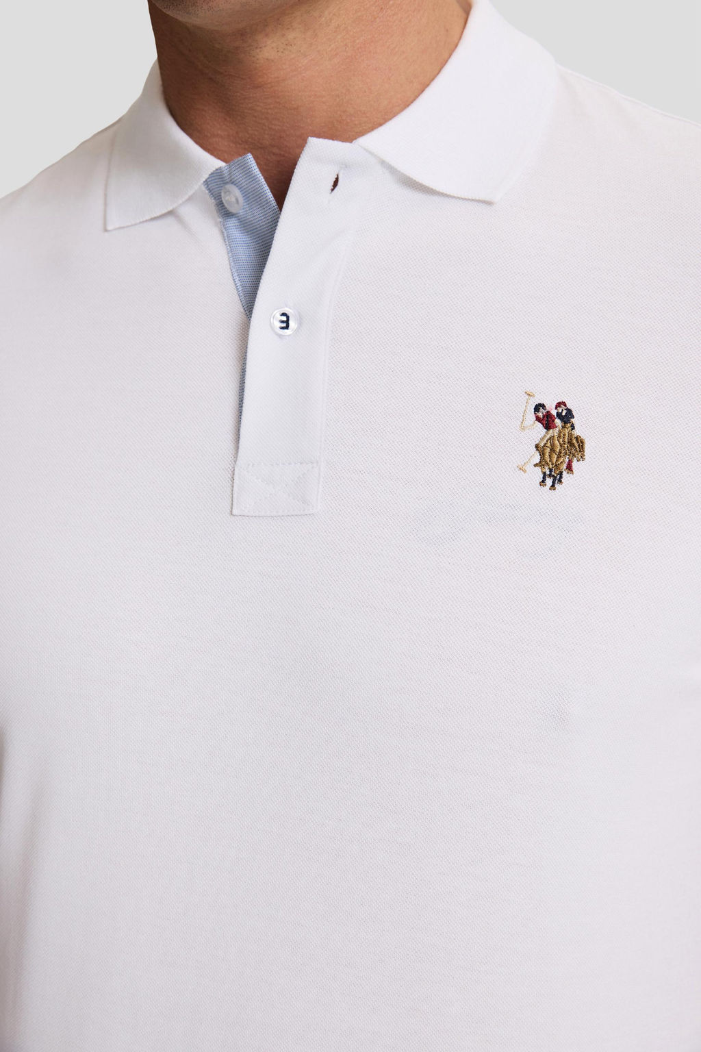Erkek Beyaz Regular Fit Polo Yaka Basic Ti__rt