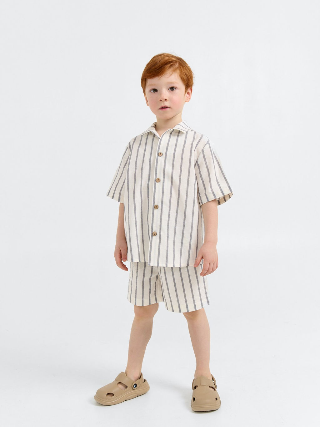 Шорты бермуды хлопковые "Полоска Уголь"