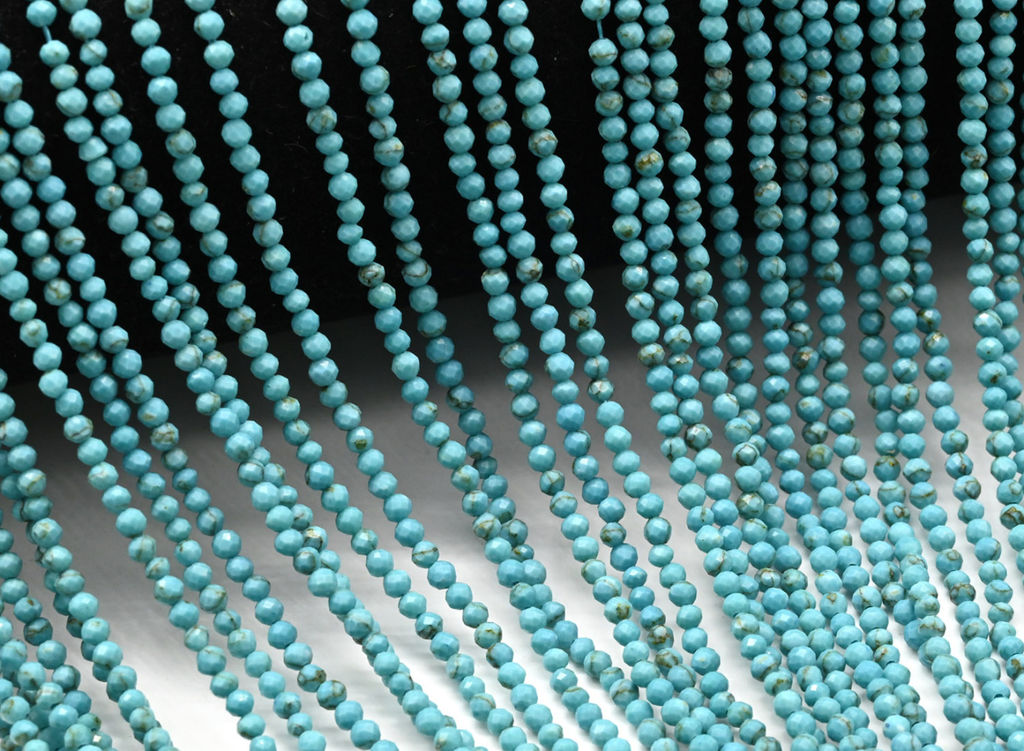 Бусины из бирюзы имитация шарик гр.2мм, 38см, 190 бусин Радуга камня