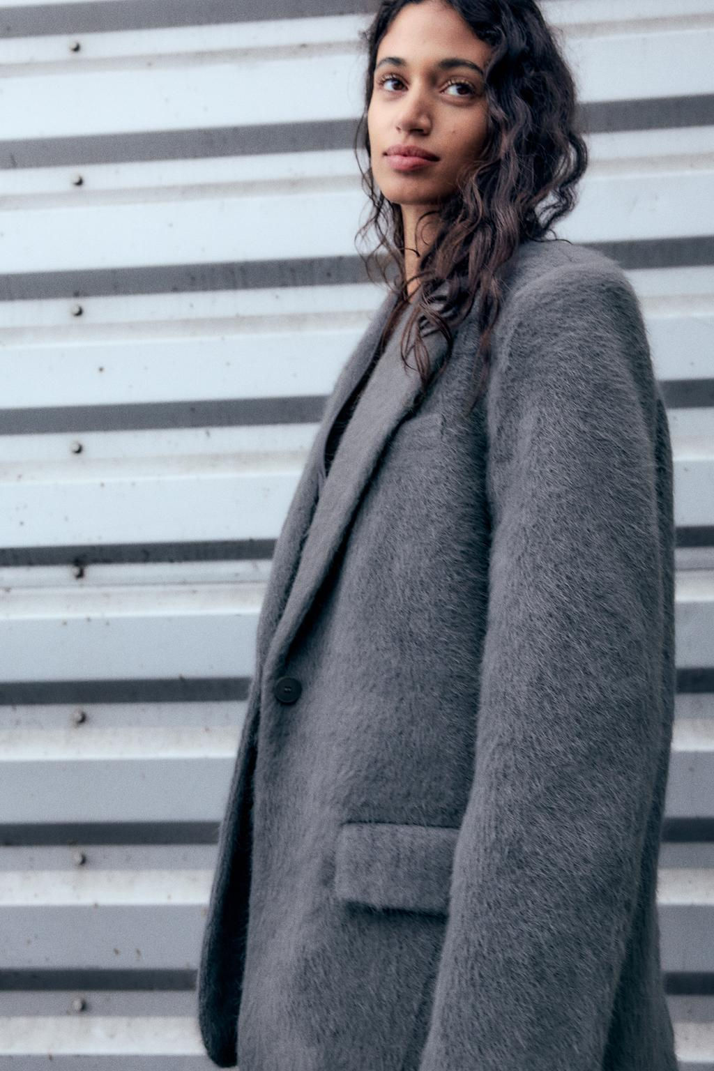 OVERSIZE SOFT FAUX-FUR BLAZER - Zara фото 4