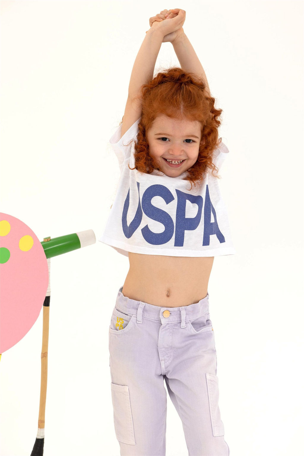 Синяя укороченная футболка с круглым вырезом для девочек Неожиданная скидка в корзине - U.s. polo assn фото 4