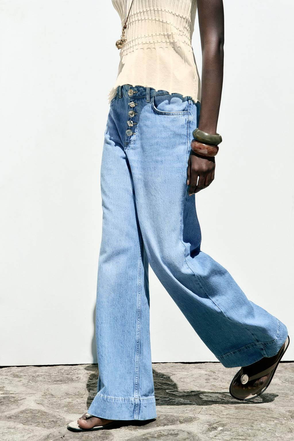 Z1975 WIDE-LEG HIGH-WAIST BUTTONED JEANS - Zara фото 4