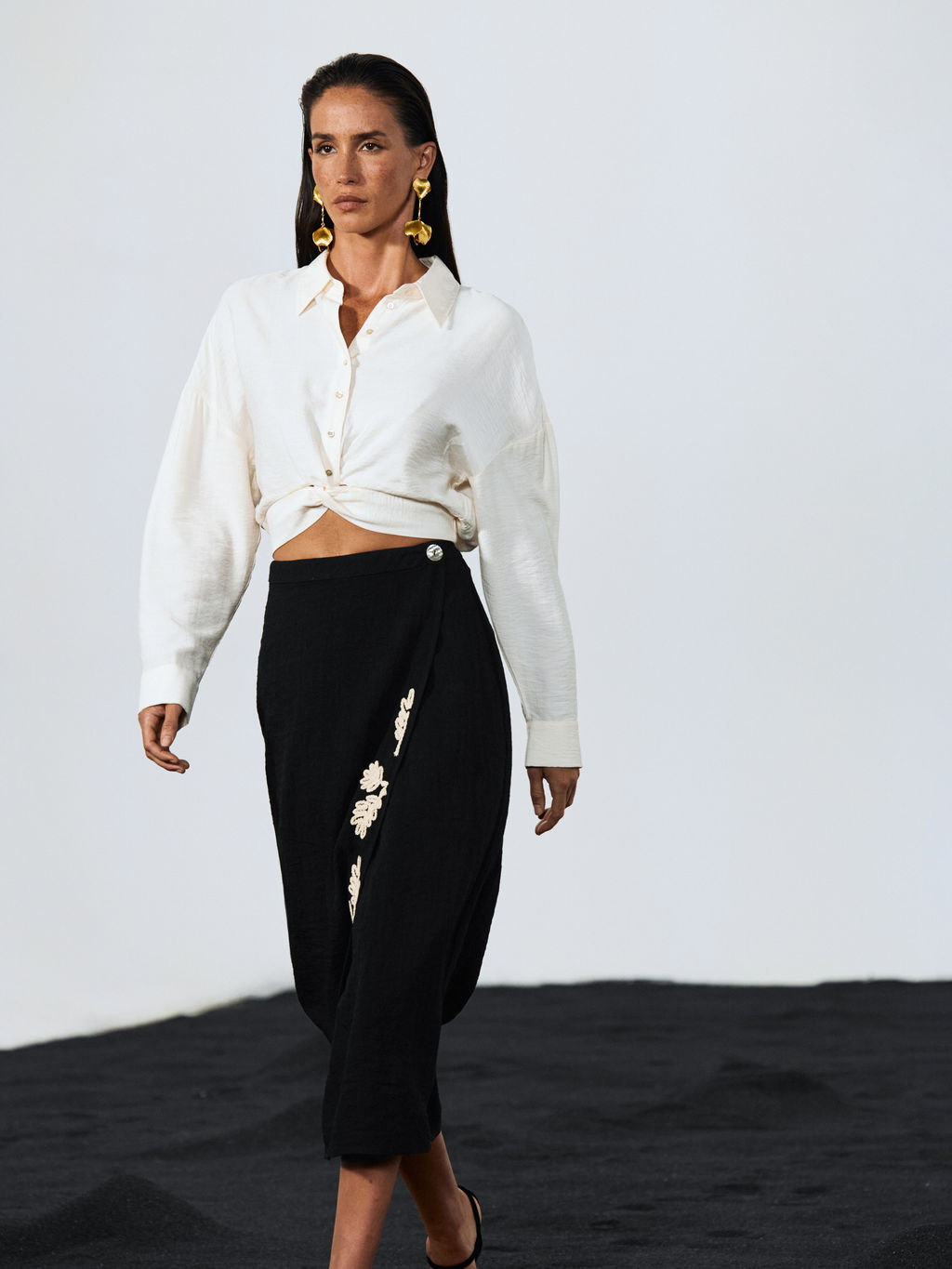 Укороченная рубашка из вискозы / Zarina  фото 3