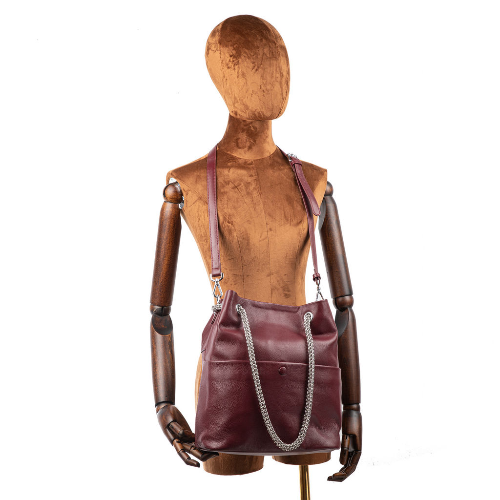 Y9810 claret, женская кожаная сумка "Chain strap" Barcelo Biagi