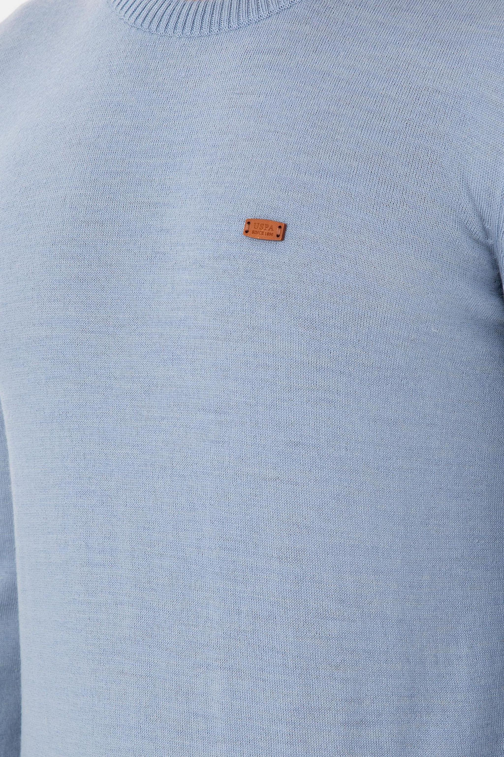 Erkek Slim Fit Bisiklet Yaka A__k Mavi Melanj Kazak - U.s. polo assn фото 7