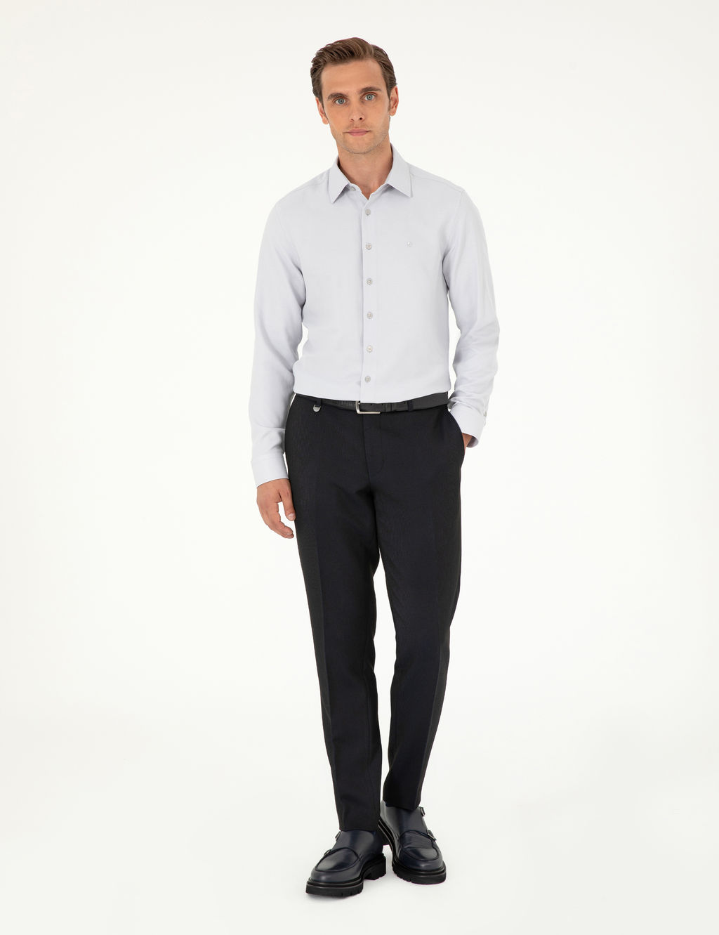Gri Arm_rl_ Slim Fit Uzun Kollu G_mlek