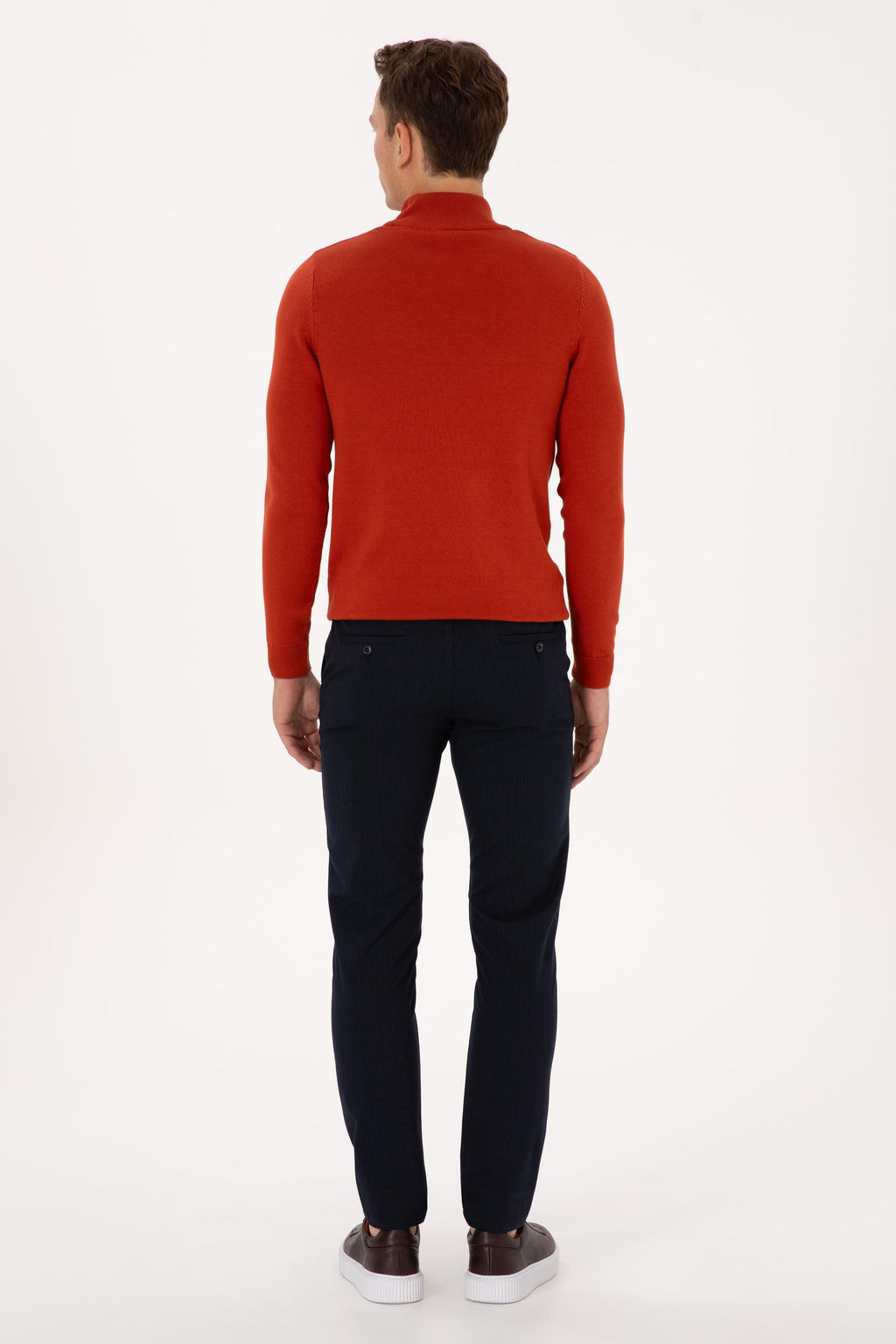 Erkek Lacivert Slim Fit Kanvas / Chino Pantolon