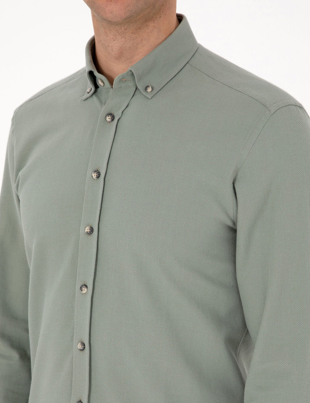 A__k Ye_il Slim Fit Uzun Kollu G_mlek