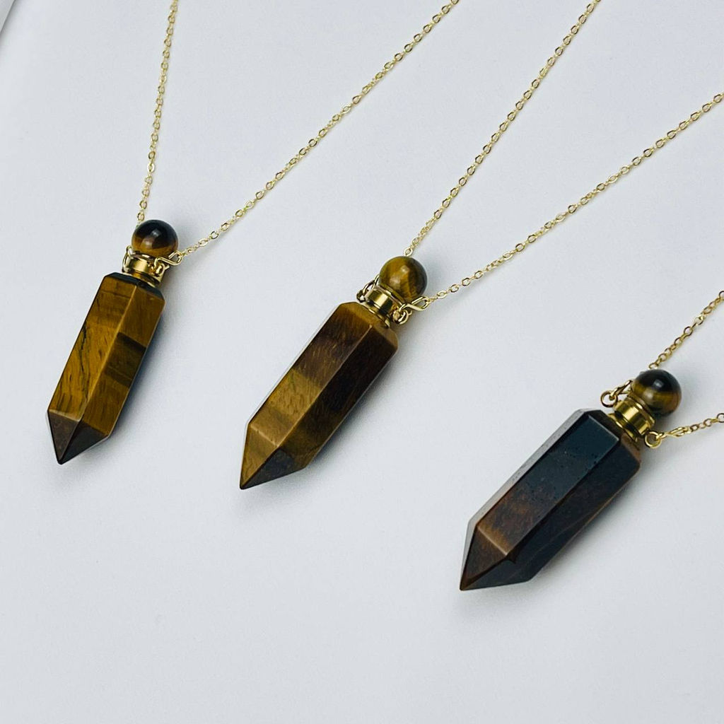 Кулон "Флакон" на цепочке из Тигрового глаза