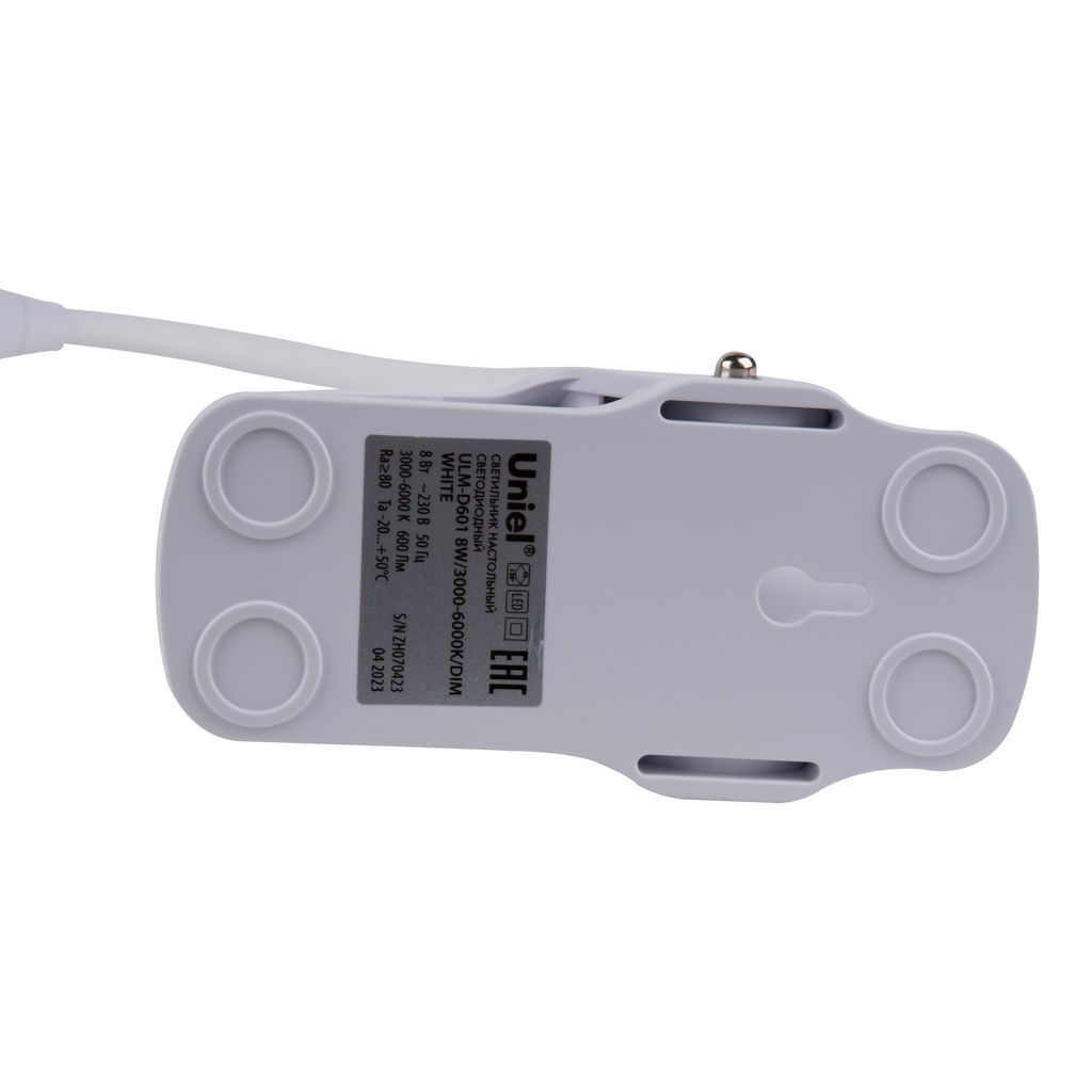 ULM-D601 8W/3000-6000K/DIM WHITE Светильник настольный светодиодный прищепка. Сенсорный выключатель. Диммер. Белый. TM Uniel - Volpe фото 6