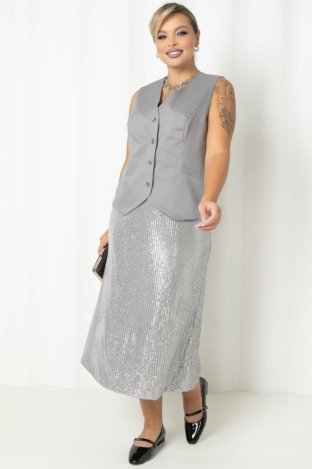 Жилет П-2228/17 Цвет:серый - Леди Агата фото 5