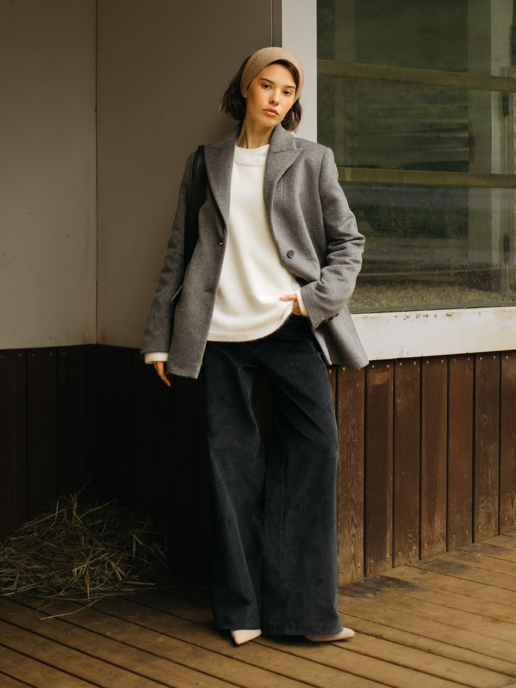 Брюки вельветовые "Темный петроль" женские