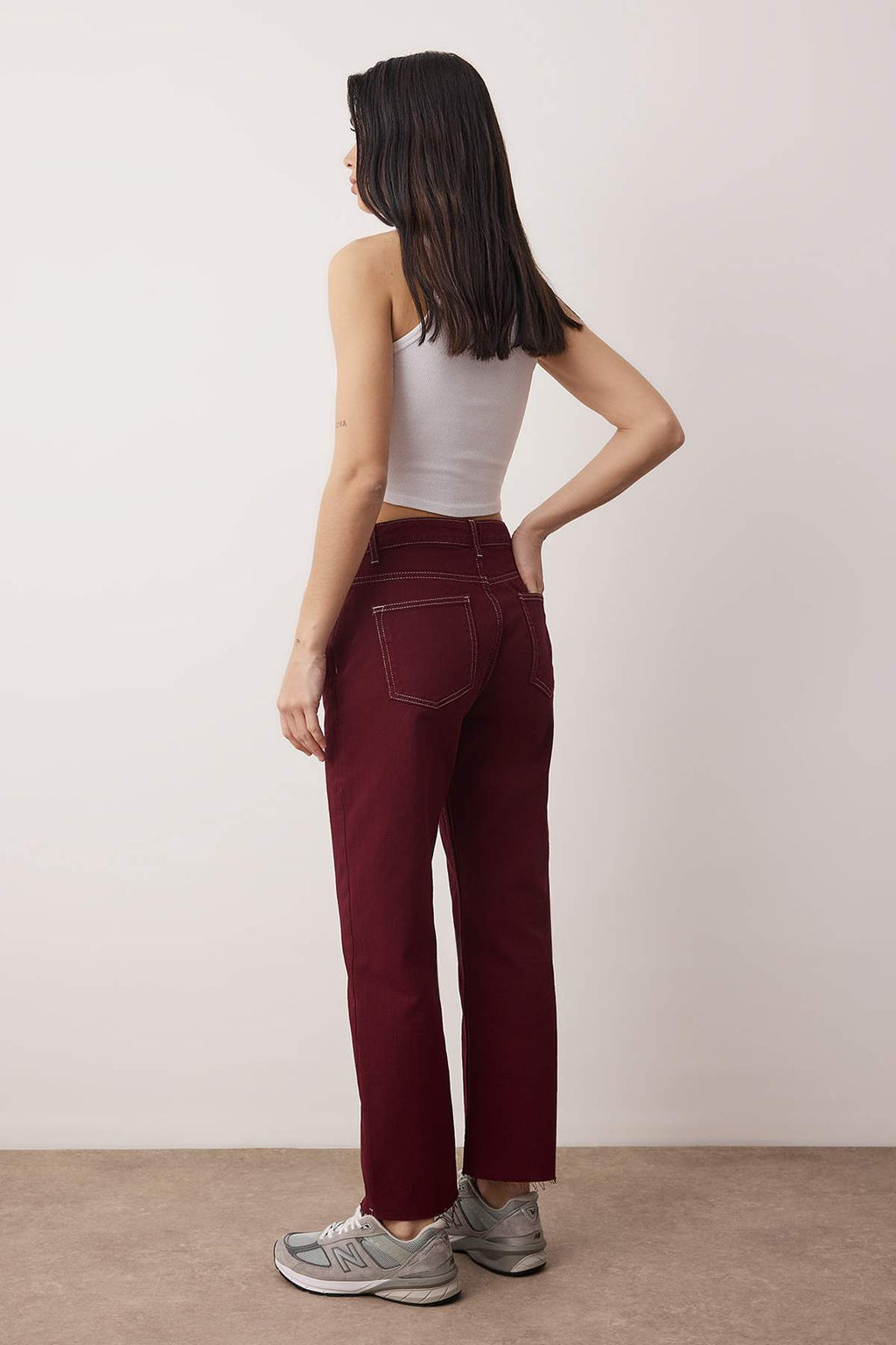 TRENDYOLMILLA Ac?k Mavi Pacas? Kesikli Yuksek Bel Straight Jeans TWOAW25JE00307  фото 14