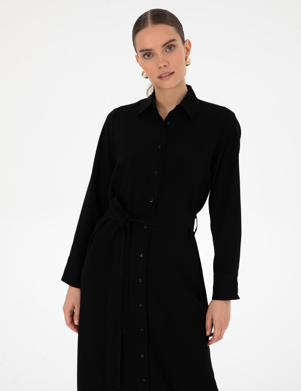 Siyah Comfort Fit Dokuma Elbise - Pierre cardin фото 2