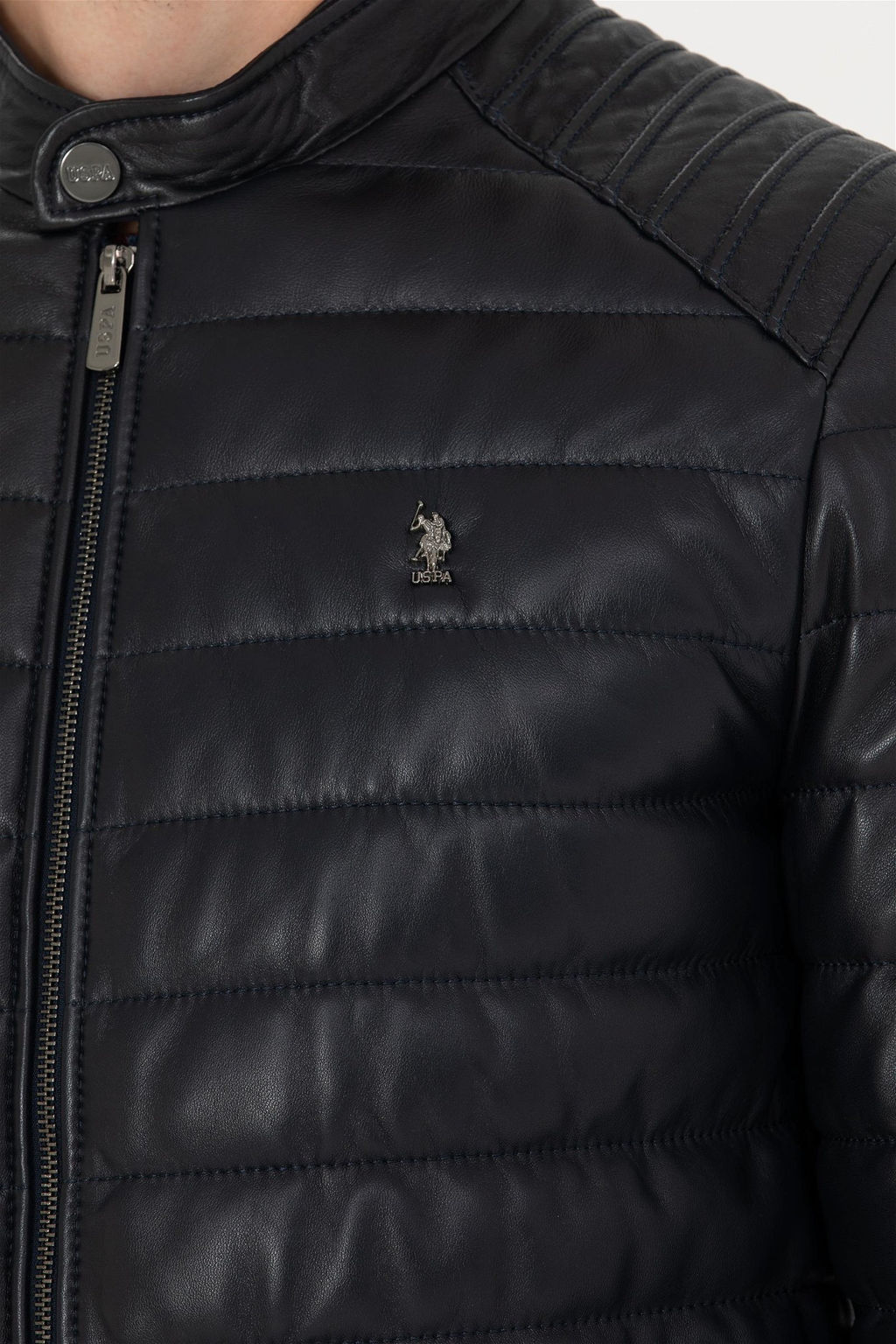 U. S. Polo Assn / Мужская темно-синяя кожаная куртка - U.s. polo assn фото 7
