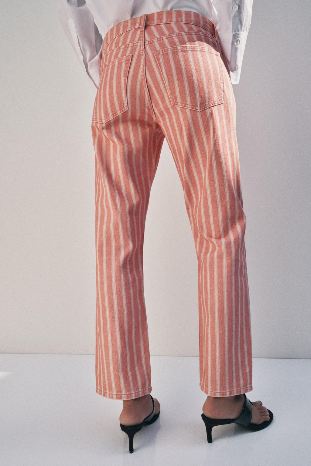 JEANS ZW COLLECTION SLIM TIRO MEDIO RAYAS / Coral - Zara фото 3