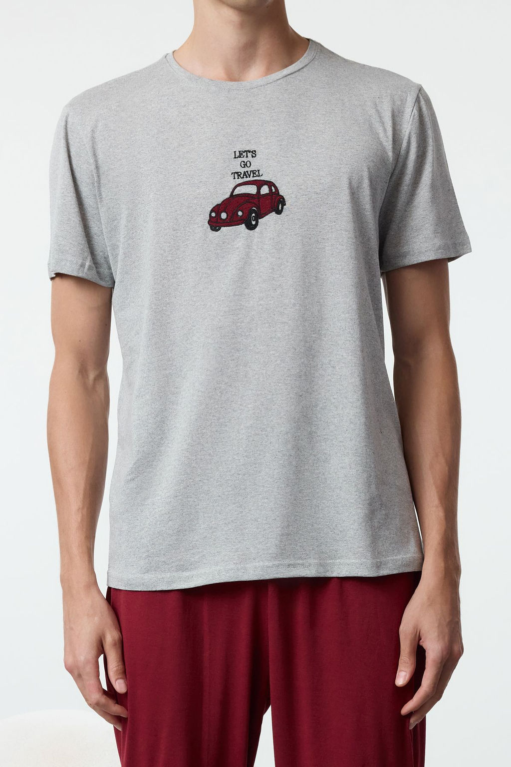 TRENDYOL MAN Gri - Bordo Regular Fit Nak?sl? Orme 3 lu Pijama Tak?m? TMNAW25PT00024 - Trendyolmilla фото 5