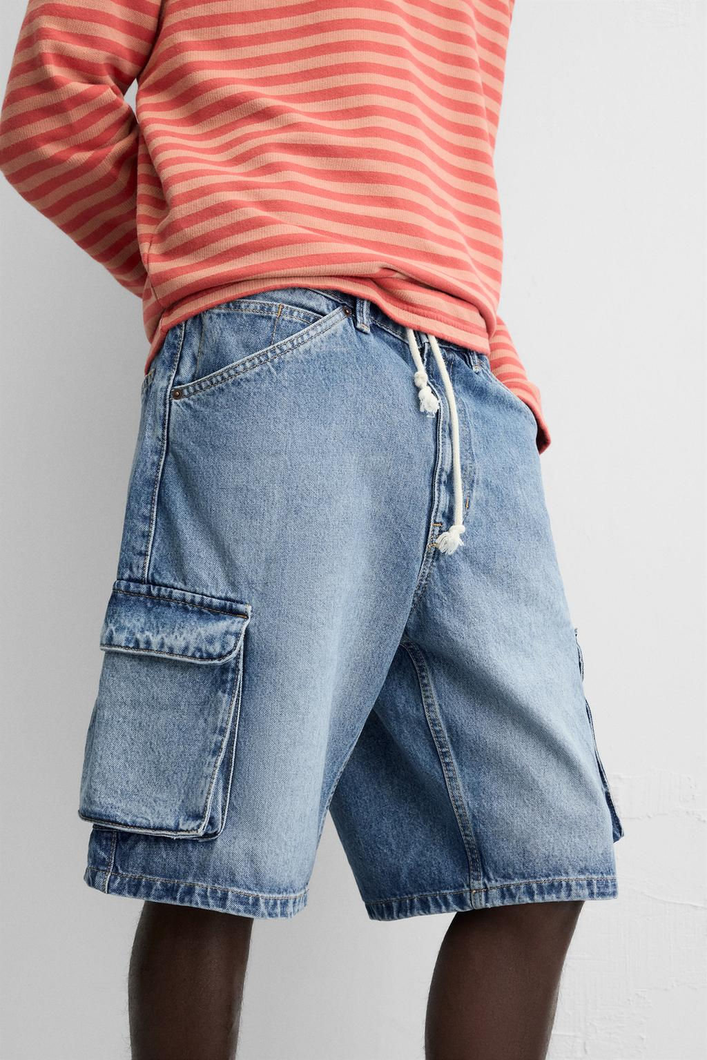 DENIM CARGO BERMUDA SHORTS - Zara фото 26