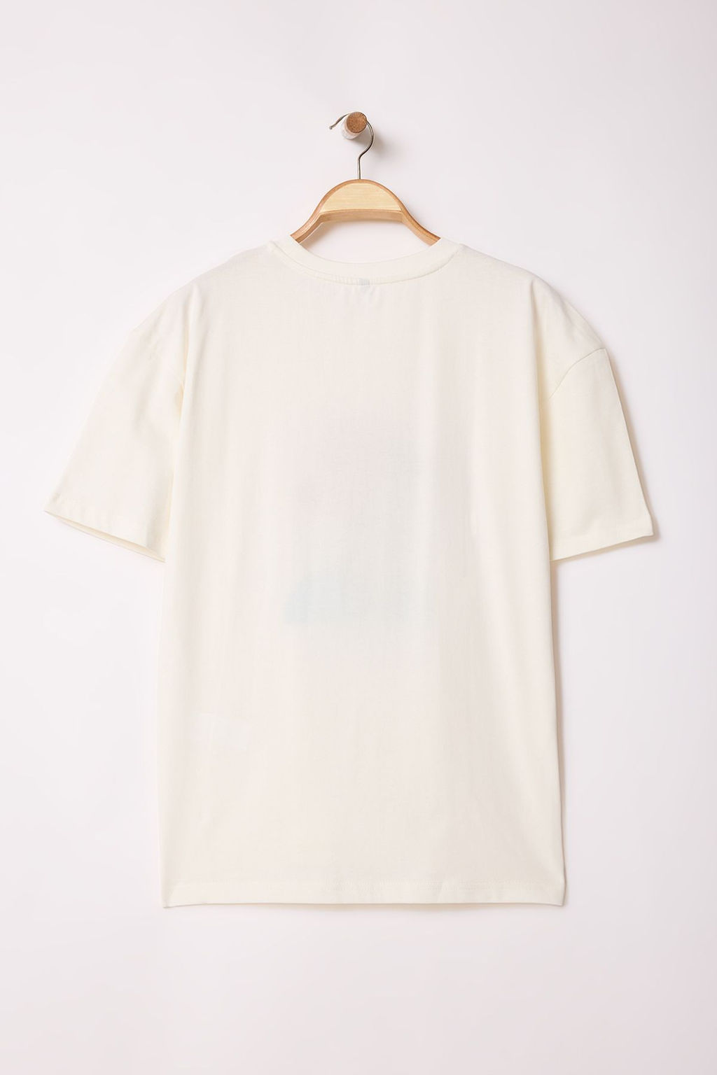 Trendyolmilla Man Ekru Oversize/Genis Kesim Nak?sl? Kal?n %100 Pamuk T-Shirt TMNSS25TS00011  фото 8