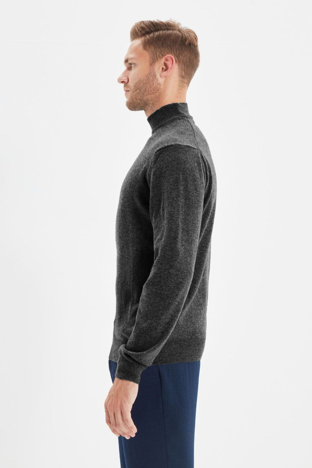TRENDYOL MAN Bej Slim Fit Yunlu Yar?m Bal?kc? Yaka Basic Triko Kazak TMNAW21KZ1595 - Trendyolmilla фото 5