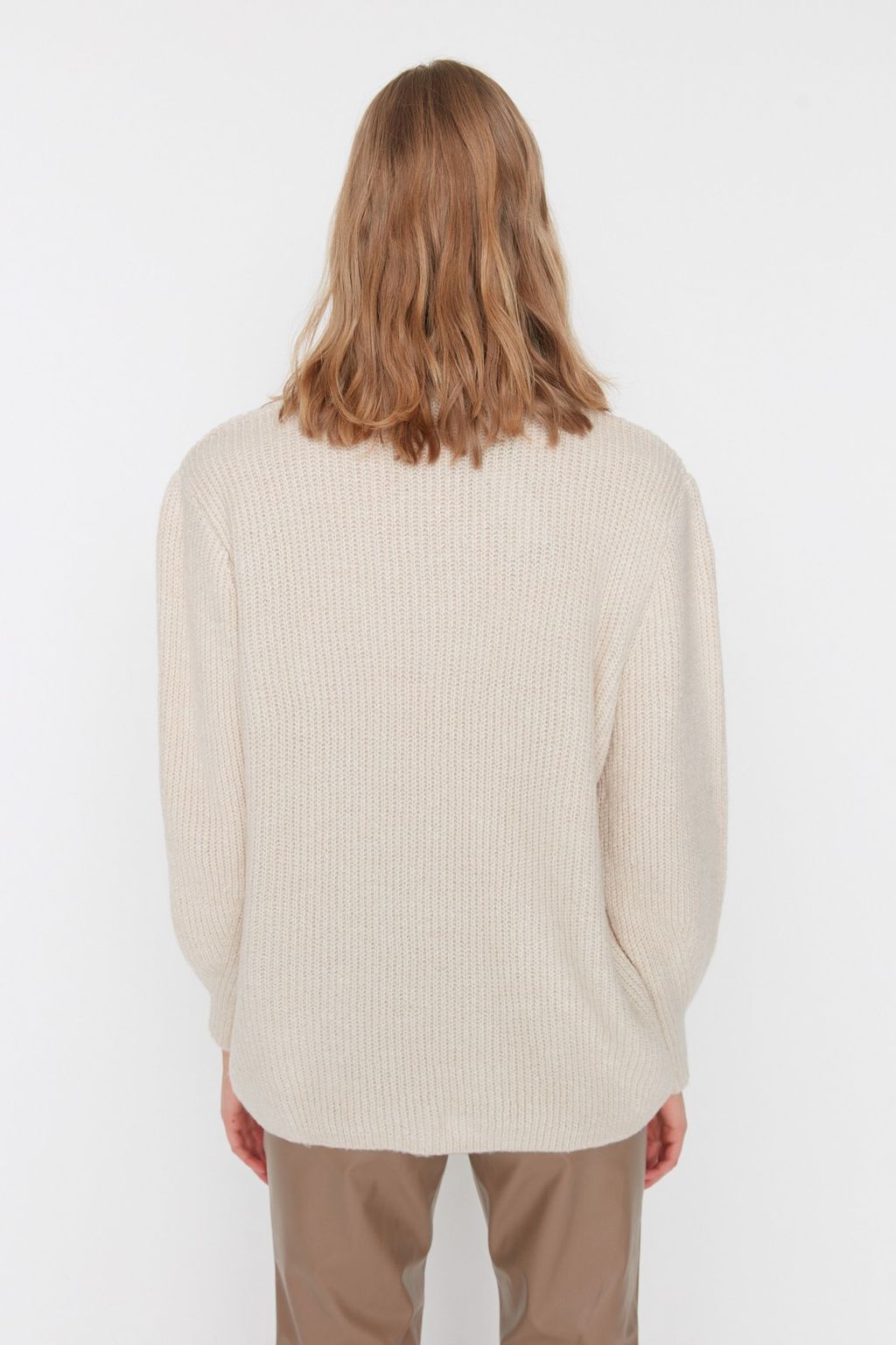 Tas Genis Kal?p Couple Yumusak Dokulu Basic Triko Kazak TWOAW20FV0142 - Trendyolmilla фото 6