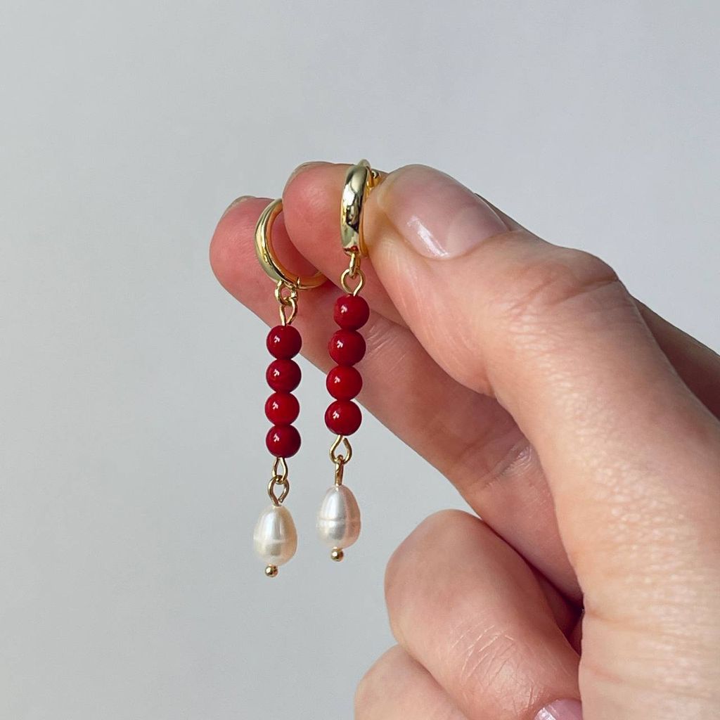 Серьги из Коралла и Жемчуга - Радуга самоцветов фото 2