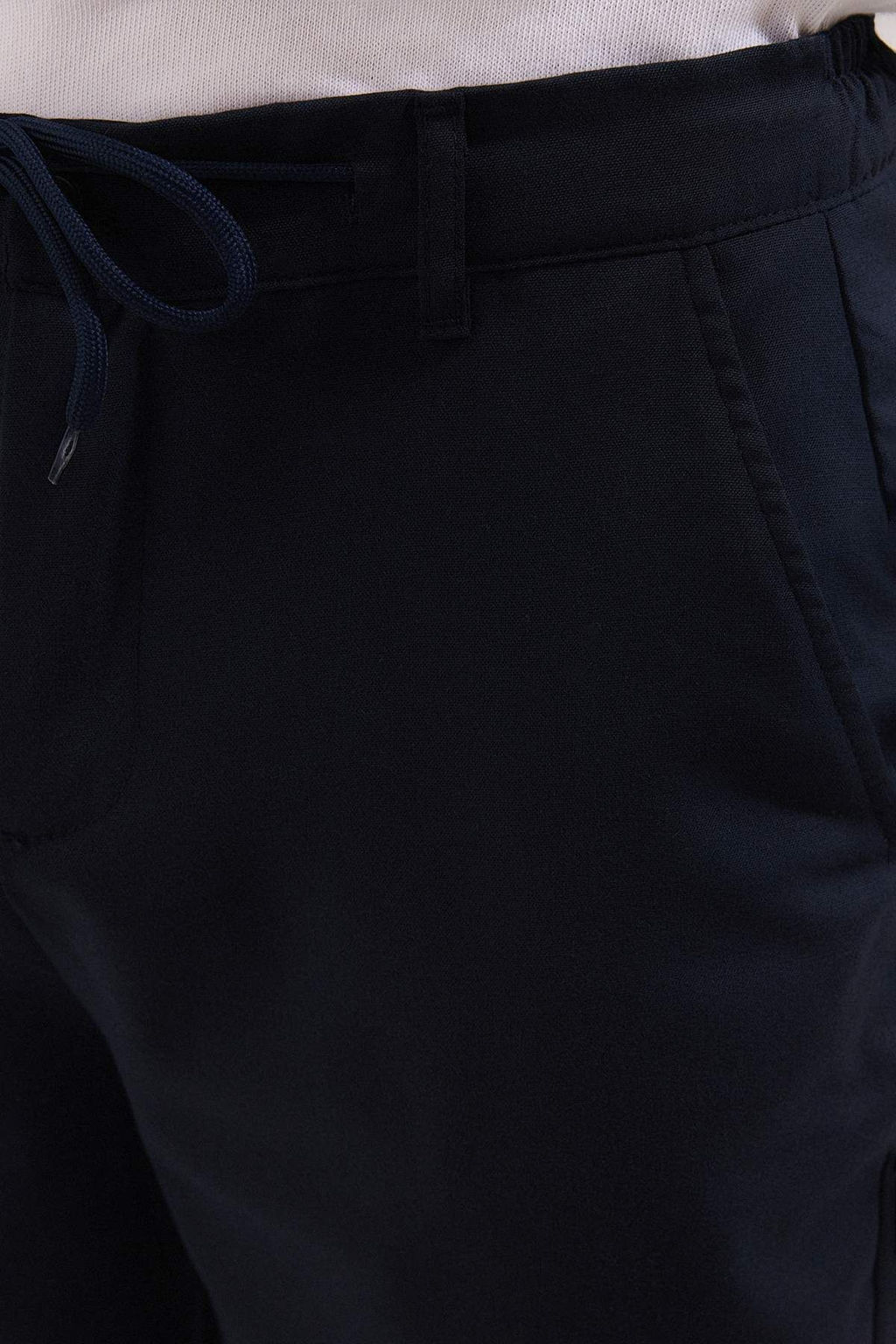 Lacivert Slim Fit Beli Baglama Detayl? Lastikli Kumas Dokuma Pantolon TMNAW25PL00027