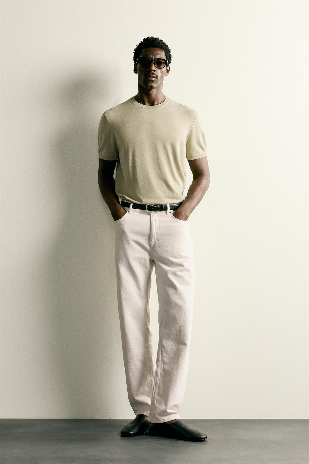CAMISETA PUNTO REGULAR FIT B?SICO / Verde claro - Zara фото 8