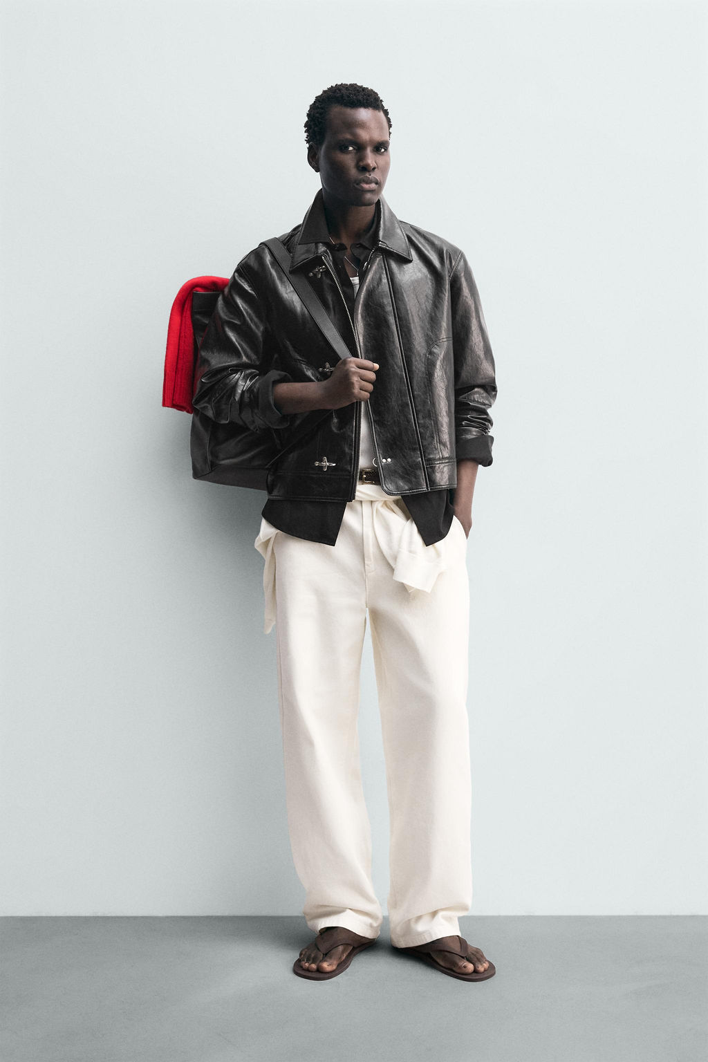LEATHER EFFECT JACKET WITH FIREMAN CLASPS - Zara фото 9