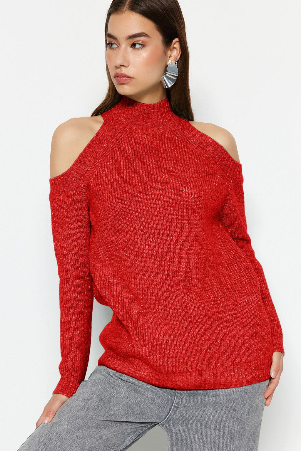 Tas Simli Pencere/Cut Out Detayl? Triko Kazak TWOAW20XS0006 - Trendyolmilla фото 9