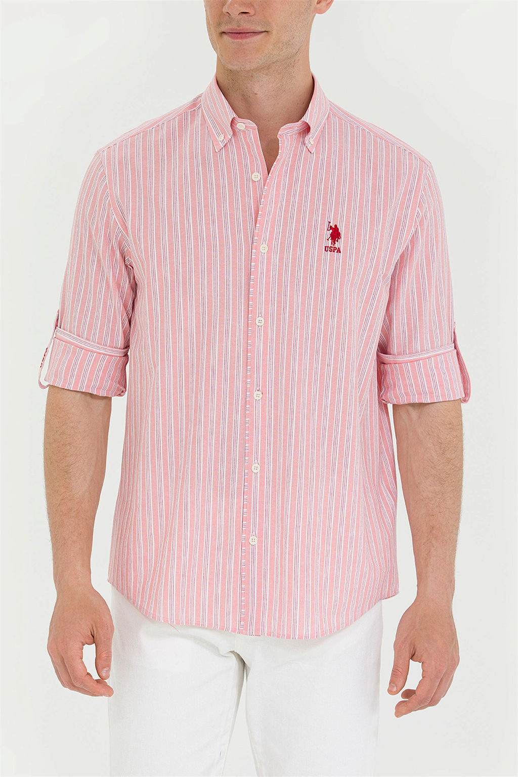 U. S. Polo Assn Мужская рубашка лосося в белую полоску - U.s. polo assn фото 13