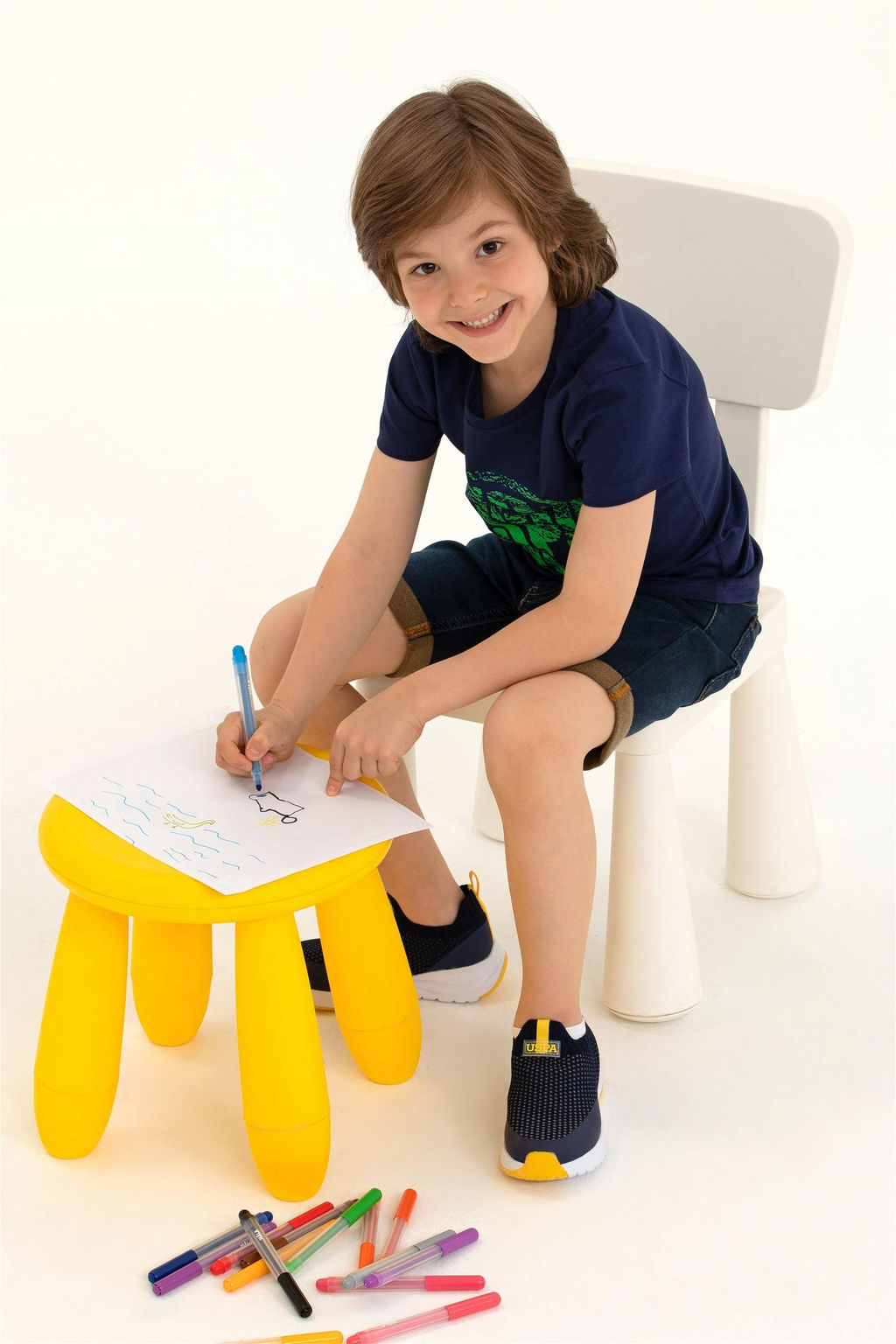 Детская темно-синяя футболка с круглым вырезом Неожиданная скидка в корзине - U.s. polo assn фото 3