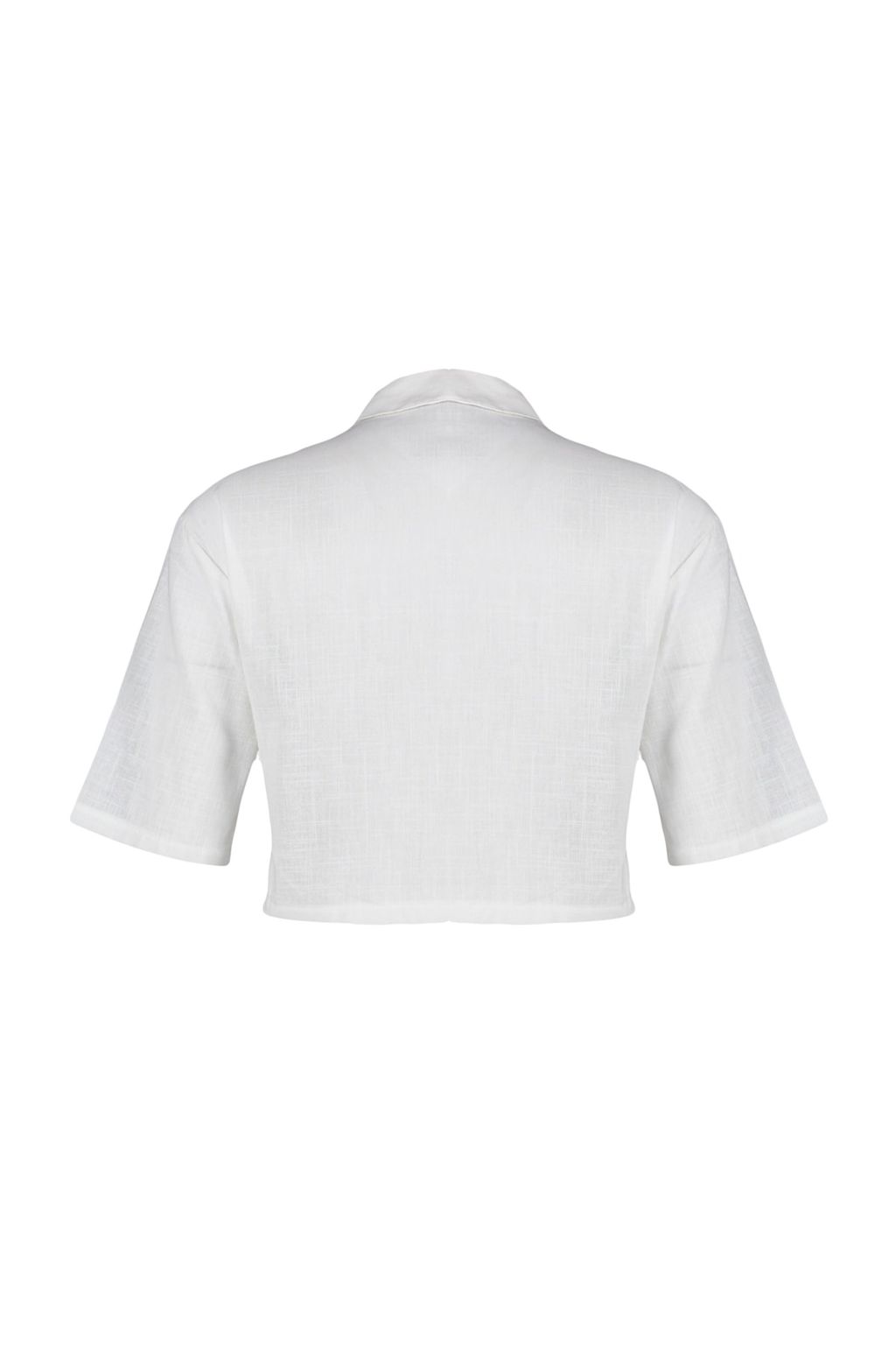 TRENDYOLMILLA Ekru Utility Cep Detayl? Crop Regular Normal Kal?p Dokuma Gomlek TWOSS23GO00026  фото 8