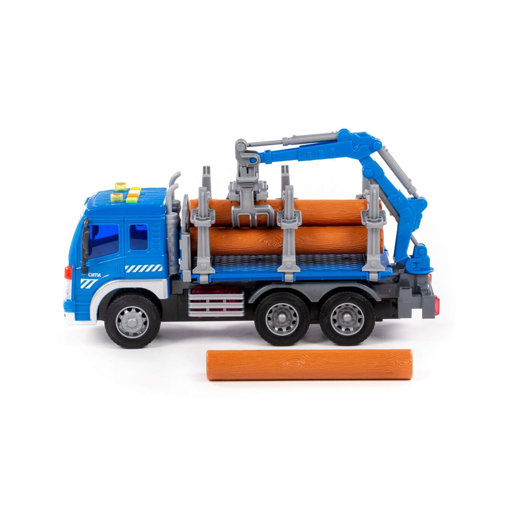 Сити, автомобиль-лесовоз инерционный (со светом и звуком) (синий) (в коробке) - Полесье фото 3
