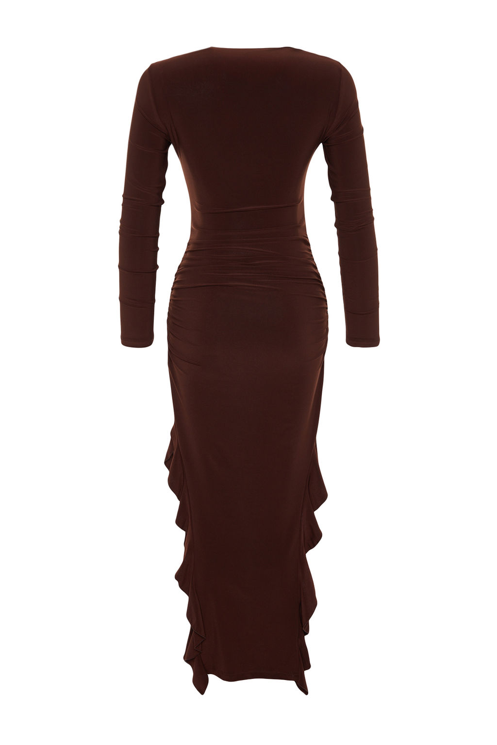 TRENDYOLMILLA Siyah Etegi Volanl? Kay?k Kaya Maxi Esnek Orme Elbise TWOAW24EL00616  фото 8