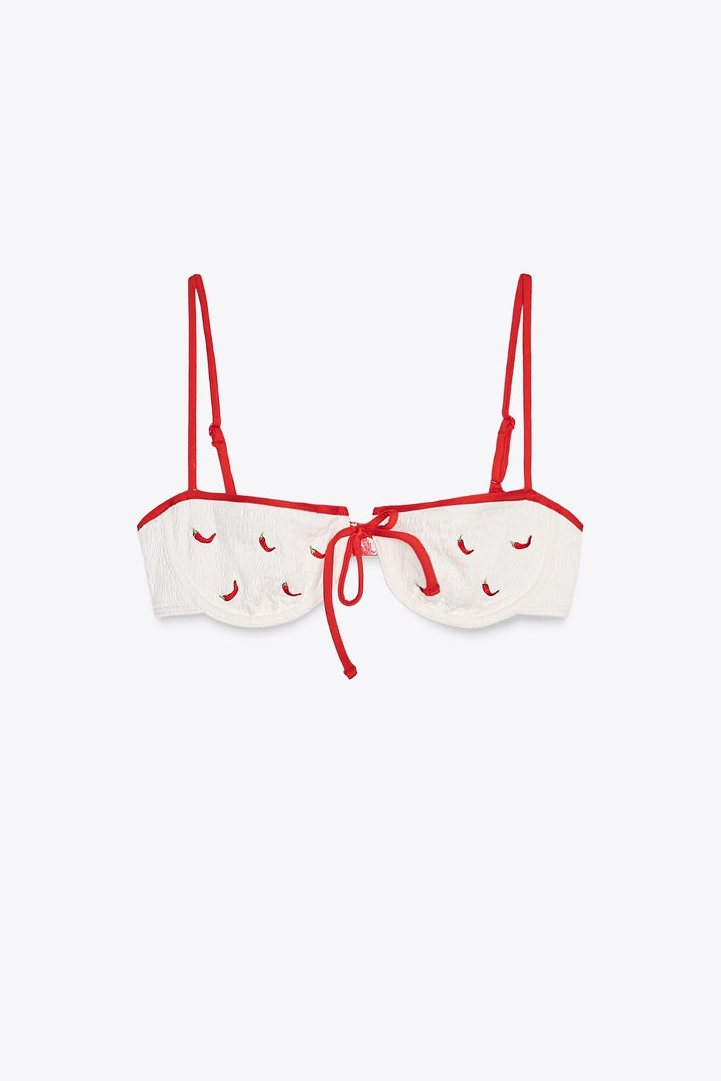 EMBROIDERED UNDERWIRED BIKINI TOP - Zara фото 4